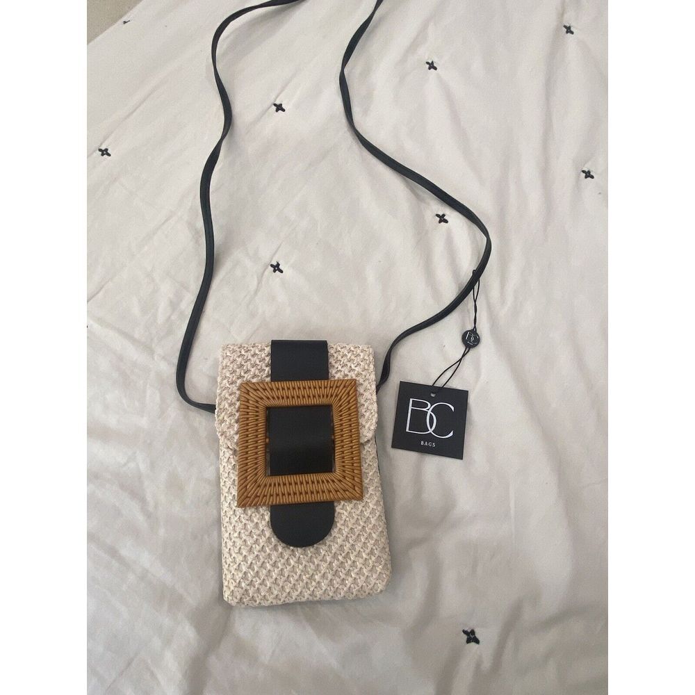 Womens Woven Crossbody Cell Phone Pouch Black NWT